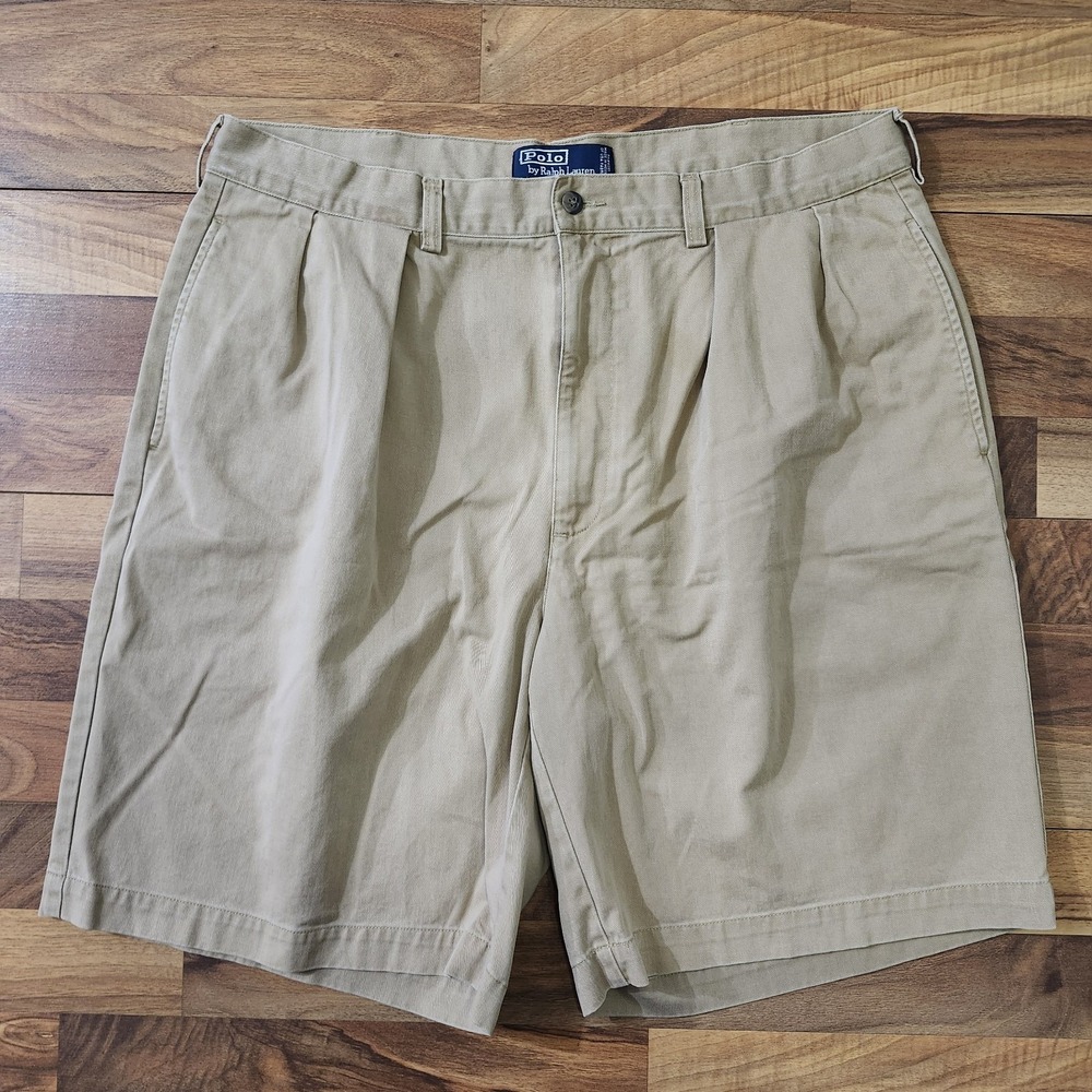 VTG Polo Ralph Lauren Classic Tyler Chino Shorts 100% Cotton Khaki Size 38